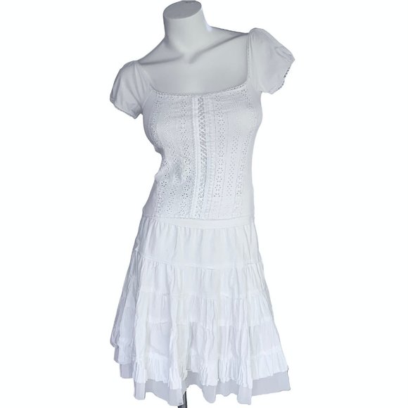 Oasis white eyelet +ribbon puff sleeve crop top - Picture 6 of 12